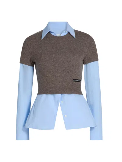 Alexander Wang Prestyled Knit Vest Shirt In Brown