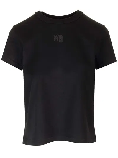 Alexander Wang Fitted Black Tee With Puff Logo Detail