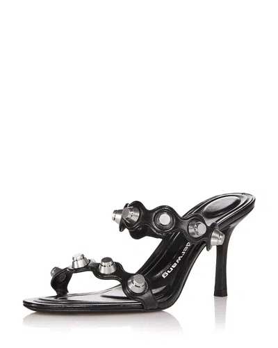 Alexander Wang Riot 85mm Lambskin Leather Sandal In Black
