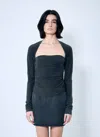 Alexander Wang Women Ruched Square Neck Top In Gray