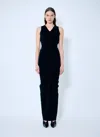 Alexander Wang Women Ruched Wide V Neck Maxi Dress In Black
