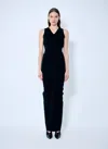 Alexander Wang Women Ruched Wide V Neck Maxi Dress In Black