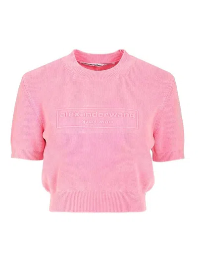 Alexander Wang Women Chenille Pullover In Cotton Blend With Logo In Pink