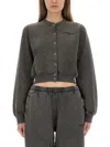 Alexander Wang Shrunken Snap Cardigan Crewneck Sweatshirts Black