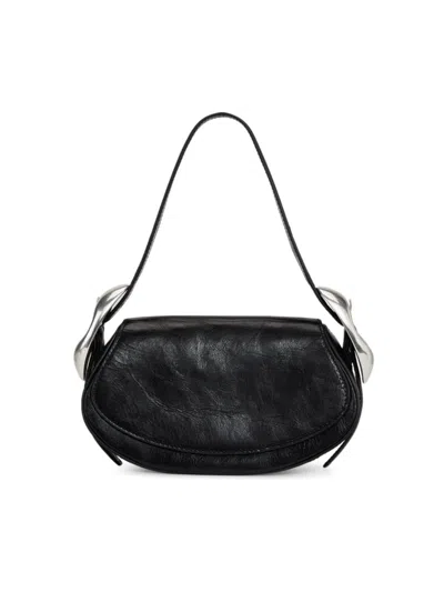 Alexander Wang Women's Small Orb Crackle Patent Leather Shoulder Bag In Black/silver