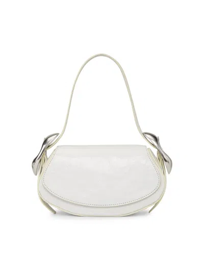 Alexander Wang Women's Small Orb Crackle Patent Leather Shoulder Bag In White