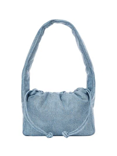 Alexander Wang Small Ryan Puff Denim-effect Leather Shoulder Bag In Indigo