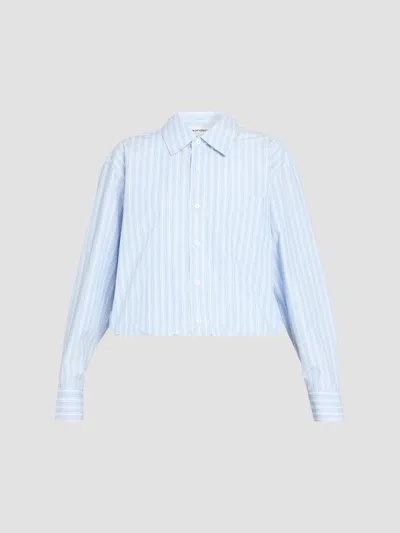 Alexander Wang Women's Striped Cotton Shirt In Blue
