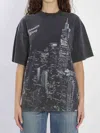 Alexander Wang T-shirt With Thermo-applied Rhinestones And Ny Skyline In Gray