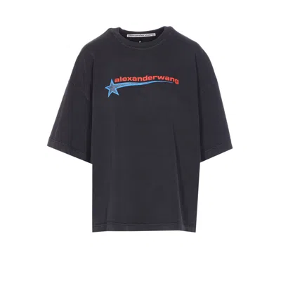 ALEXANDER WANG ALEXANDER WANG WOMEN T-SHIRT WITH THERMO-APPLIED RHINESTONE STAR