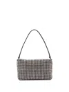 Alexander Wang Medium Heiress Shoulder Bag In Metallic Mesh With Crystal Rhinestones In White