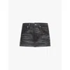Alexander Wang Rhinestone Distressed Denim Miniskirt In Washed Black