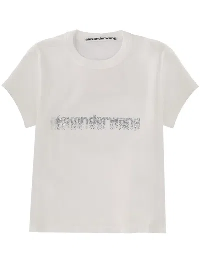 Alexander Wang Crystal Hotfix Logo Cotton Baby T-shirt Clothing In White