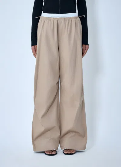 Alexander Wang Alexanderwang Mid Rise Logo Waistband Pants In Gray