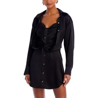 Alexander Wang Womens Silk Button Front Shirtdress In Black