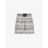 ALEXANDER WANG ALEXANDER WANG WOMENS WHITE/BLACK NEWSPAPER BOXER GRAPHIC-PRINT MID-RISE WOVEN SHORTS