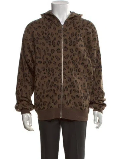 Pre-owned Alexander Wang Wool Animal Print Hoodie In Brown