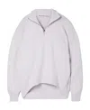 Alexander Wang Wool Back Vertical Pleated Semi-zipper Pullover In Purple