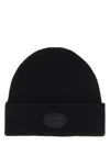 Alexander Wang Dome Logo Beanie In Ribbed Wool Stretch In Black