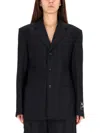 Alexander Wang Structured Oversized Black Jacket With Tailored Fit And Notch Lapel In Black
