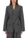 Alexander Wang Tailored Blazer With Chain Belt And Check Pattern In Gray