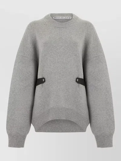 Alexander Wang Wool Blend Sweater Belt Detail In Gray