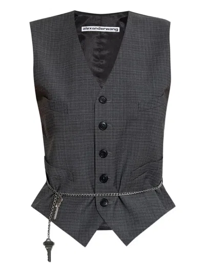 Alexander Wang Wool-blend Tailored Vest With Chain-link