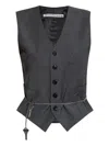Alexander Wang Wool-blend Tailored Vest With Chain-link Clothing In Black