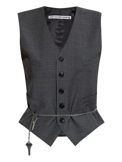 ALEXANDER WANG WOOL-BLEND TAILORED VEST WITH CHAIN-LINK