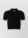 Alexander Wang Logo Embroidered Polo Cardigan In Wool