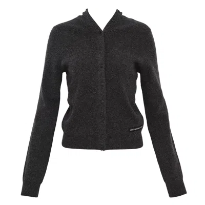 Alexander Wang Wool Continuous Placket Cardigan In Black
