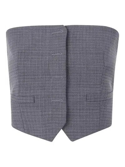 Alexander Wang Wool Cropped Top In Gray