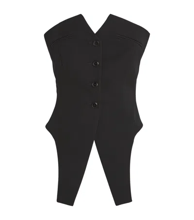 Alexander Wang Deconstructed Strapless Vest Top In Black