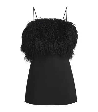 Alexander Wang Wool Detachable Fur Mini Dress In Black