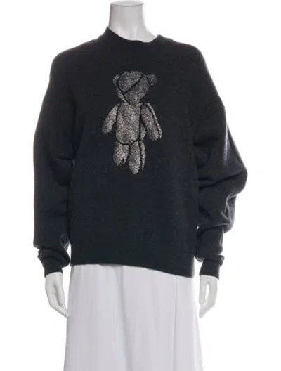 Pre-owned Alexander Wang Wool Graphic Print Sweater In Black