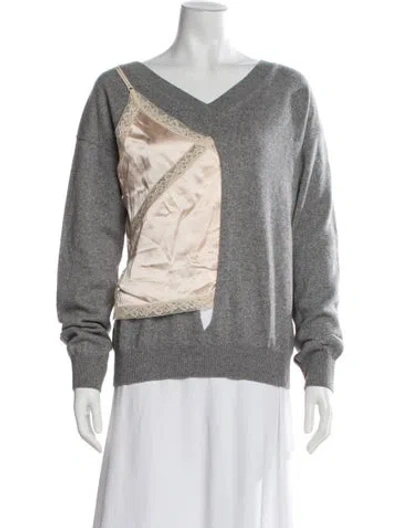 Pre-owned Alexander Wang Wool Graphic Print Sweater In Gray