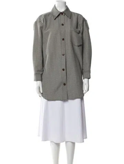 Pre-owned Alexander Wang Wool Houndstooth Print Coat In Neutral