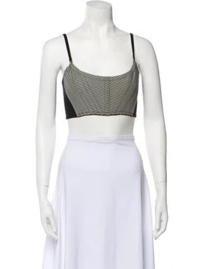 Pre-owned Alexander Wang Wool Houndstooth Print Crop Top In Black