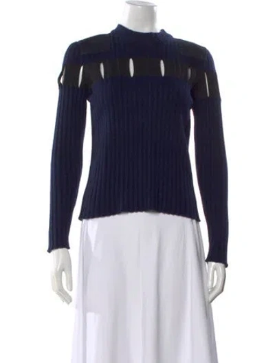 Pre-owned Alexander Wang Wool Mock Neck Sweater In Blue