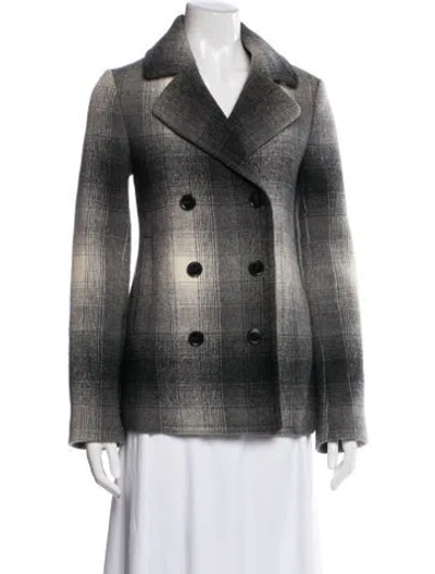Pre-owned Alexander Wang Wool Plaid Print Jacket In Gray