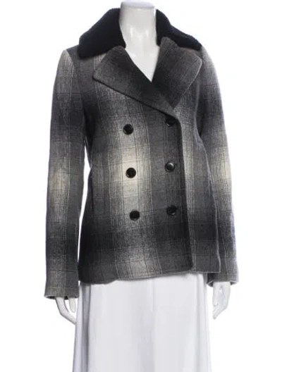 Pre-owned Alexander Wang Wool Plaid Print Jacket In Grey