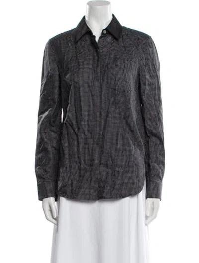 Pre-owned Alexander Wang Wool Printed Button-up Top In Black