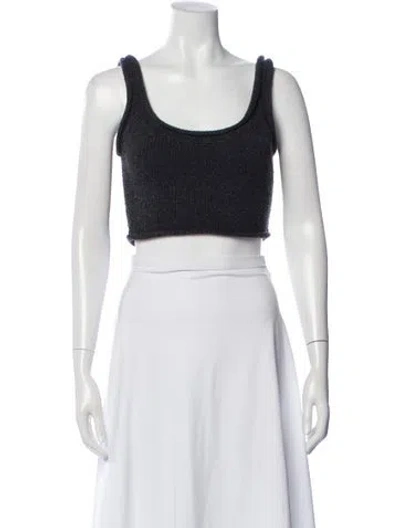 Pre-owned Alexander Wang Wool Scoop Neck Crop Top In Gray