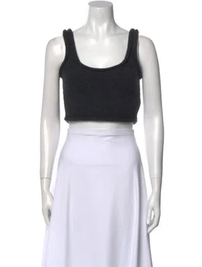 Pre-owned Alexander Wang Wool Scoop Neck Crop Top W/ Tags In Black