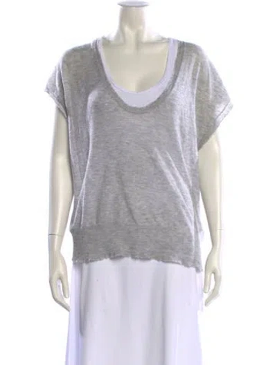 Pre-owned Alexander Wang Wool Scoop Neck T-shirt In Gray