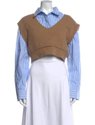 Pre-owned Alexander Wang Wool Striped Crop Top In Blue