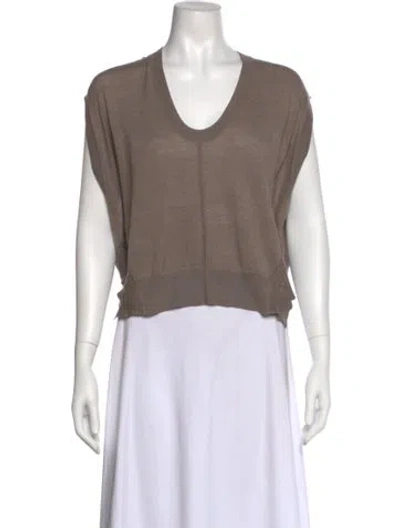 Pre-owned Alexander Wang Wool V-neck Crop Top In Brown