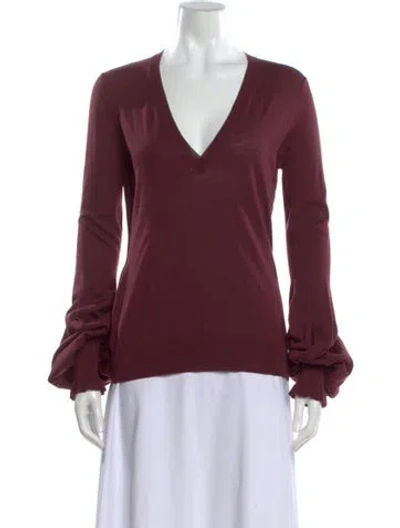 Pre-owned Alexander Wang Wool V-neck Sweater In Burgundy
