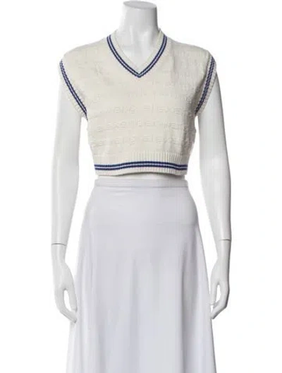 Pre-owned Alexander Wang Wool V-neck Sweater In White