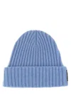 Alexander Wang Woolen Hat With Folded Cuff And Ribbed Texture In Baby Blue